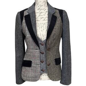 Anthropologie Cartonnier Alma Mater Blazer Size 6 Mixed Tweed Dark Academia